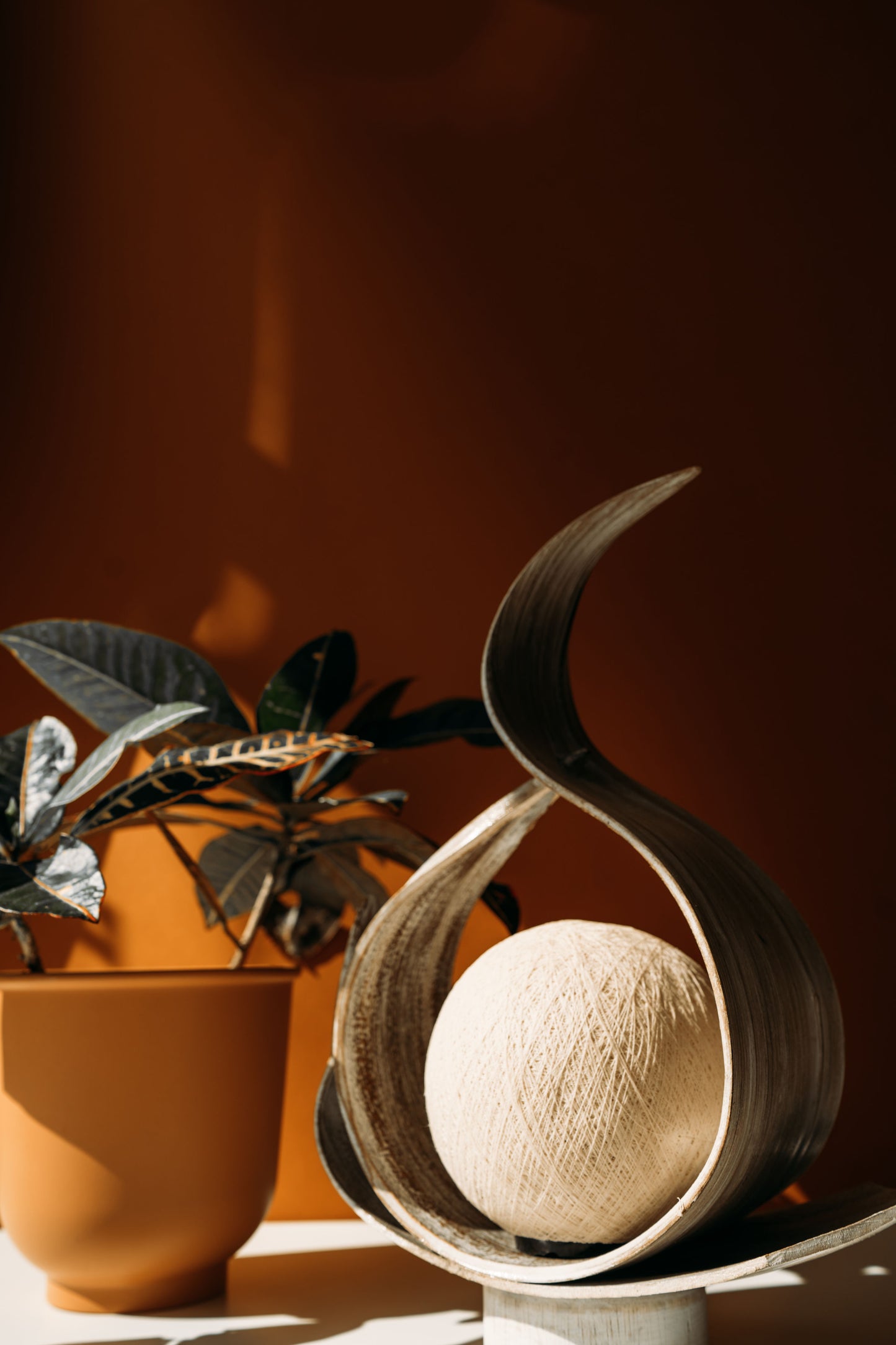 Beautiful handcrafted balinese zen orb lamp Kiko Blossom Light Wood